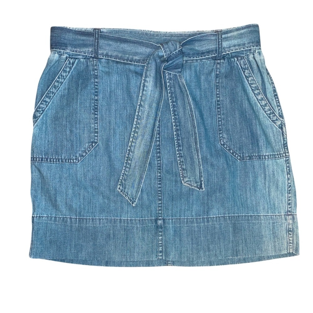 Express Chambray Belted Skirt